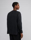 Black linen canvas collarless shirt 5