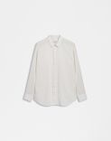 Chemise blanche avec col italien en tissu voile 1
