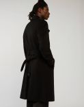 Black double-breasted trench coat in beaver wool  3