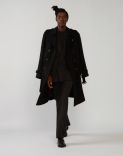 Black double-breasted trench coat in beaver wool  4