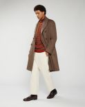 Double-breasted Ulster coat in brown beaver-effect cashmere 2