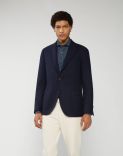 Blue single-breasted cashmere jacket - Special Line 1