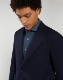 Blue single-breasted cashmere jacket - Special Line 4