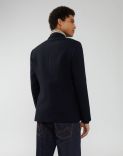 Double-breasted blue jacket in Mowear fabric – Attitude 4