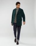 Short double-breasted peacoat in forest-green wool 4