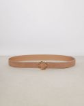 Camel-brown belt in calf suede with buckle detail 2