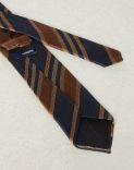 Regimental tie in blue-and-beige cotton, wool and silk 2