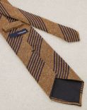Classic camel-brown tie with blue stripes  2