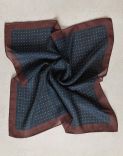 Gauzy-wool scarf in a blue-and-brown pattern 1