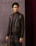 Retro-style jacket in leather and knitted wool  2