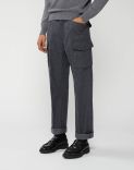 Cargo pants in grey carded flannel 1