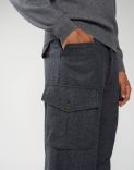 Cargo pants in grey carded flannel 4