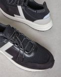 Black-&-cream sneakers in a knitted fabric and leather - Kobe 1