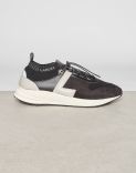 Black-&-cream sneakers in a knitted fabric and leather - Kobe 2