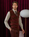 Waistcoat in a large red-and-brown jacquard fishbone pattern 1