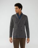 Knitted jacket in a grey-and-beige diamond pattern 2