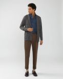 Knitted jacket in a grey-and-beige diamond pattern 3