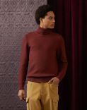 Turtleneck in worsted wool with a diagonal jacquard pattern 1
