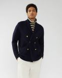 Double-breasted peacoat in blue wool 1