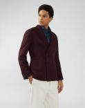 Double-breasted burgundy knitted jacket - Liknit 1