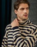 Wool-and-alpaca turtleneck with cream-and-blue stripes 4