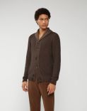 Shawled cardigan in brown cashmere 4