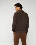 Shawled cardigan in brown cashmere 2