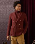 Double-breasted knitted jacket with diagonal jacquard patterning 2