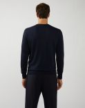 Round-neck blue knit in wool, silk and cashmere 3