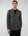Jacket in worsted grey-and-blue wool 1
