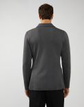 Jacket in worsted grey-and-blue wool 3