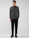 Jacket in worsted grey-and-blue wool 4