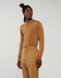 Polo shirt in beige cashmere and silk 1