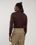 Long-sleeve polo shirt in burgundy cashmere 3