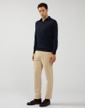 Long-sleeve polo shirt in blue cashmere 4