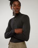 Grey polo shirt in cashmere, wool and silk 2