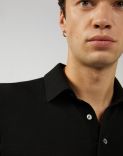 Long-sleeve polo shirt in black cashmere and silk 2
