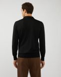 Long-sleeve polo shirt in black cashmere and silk 3