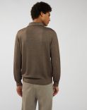 Hazel-brown polo shirt in worsted wool 3