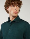Polo shirt in pure green worsted wool 2