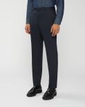 Blue-and-light-blue crease-proof houndstooth trousers - Easy Wear 1