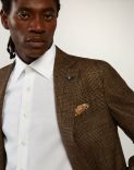 Brown and cream pocket square with flower print design 3