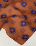 Floral-patterned pocket square in gauzy beige and blue wool 2