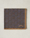 Beige and blue pocket square with a geometrical pattern 1