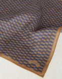 Beige and blue pocket square with a geometrical pattern 2