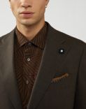 Beige and blue pocket square with a geometrical pattern 3