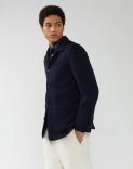 Giacca camicia blu in lana, cashmere e seta 1
