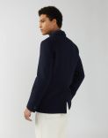 Giacca camicia blu in lana, cashmere e seta 3