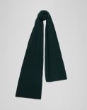 Ribbed scarf in green merino wool 1