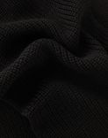 Ribbed scarf in black merino wool 2
